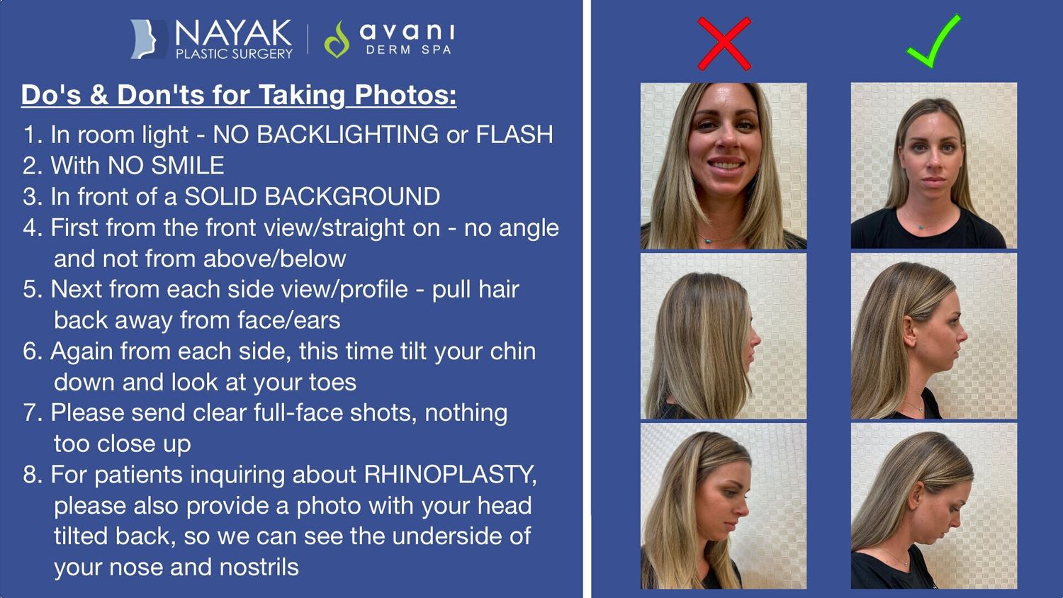 Guidelines for taking effective cosmetic photos.