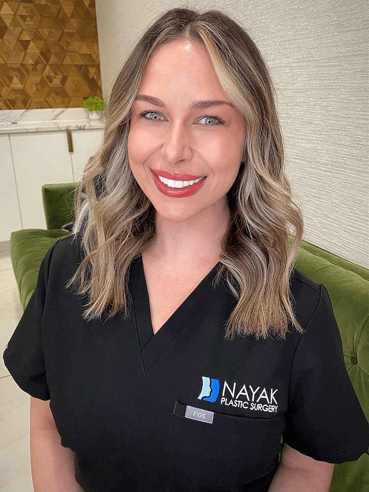 Alyssa M Surgical Nurse at Nayak Plastic Surgery smiling.