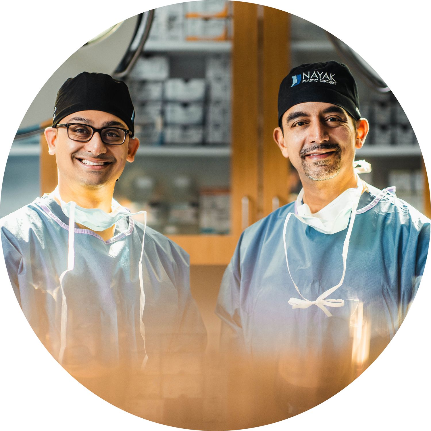 Surgeons smiling in a medical clinic.